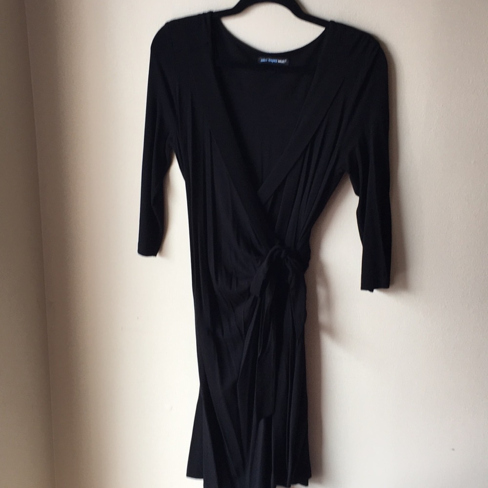 Black Wrap Dress with 3/4 length sleeves - Sz. M